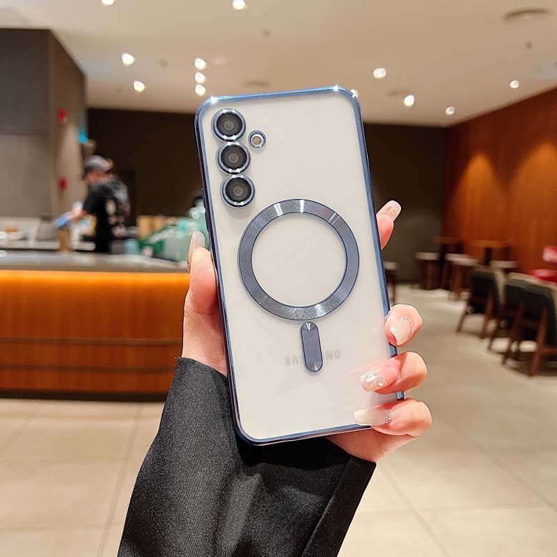 Luxury Plating Glitter Silicone Case For Samsung Galaxy S25 S24 Ultra S23 FE S22 S21 Plus Edge Magnetic Magsafe Clear Soft Cover