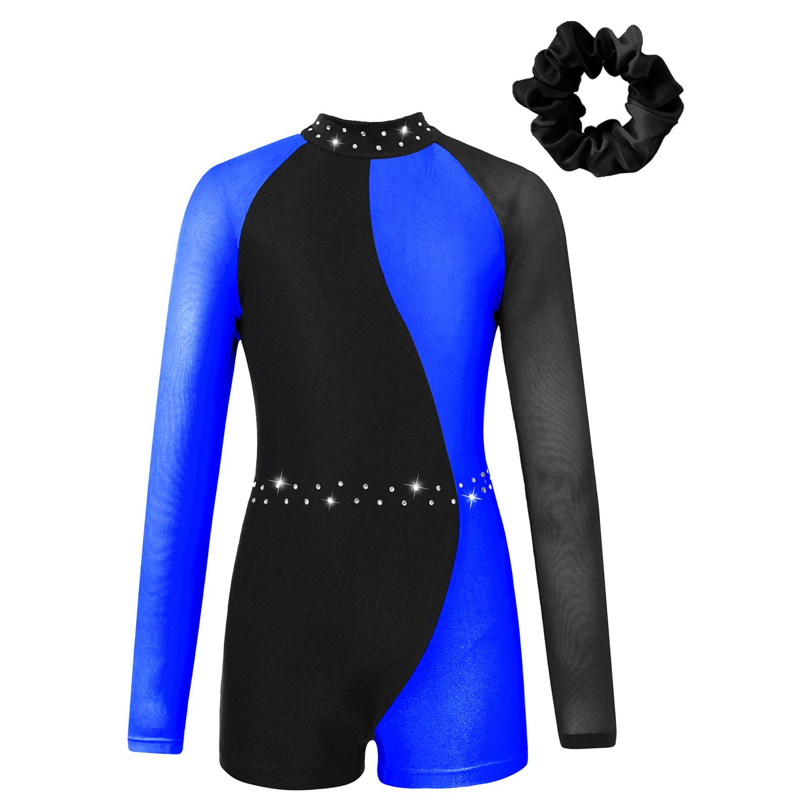 

Дитячий Дівчачий Комбінезон Контрастного Кольору з Імітацією Горловини, Довгим Рукавом, Застібкою-Блискавкою на Спині, Комплект для Гімнастичних Виступів 15-16 Years королівський синій колір