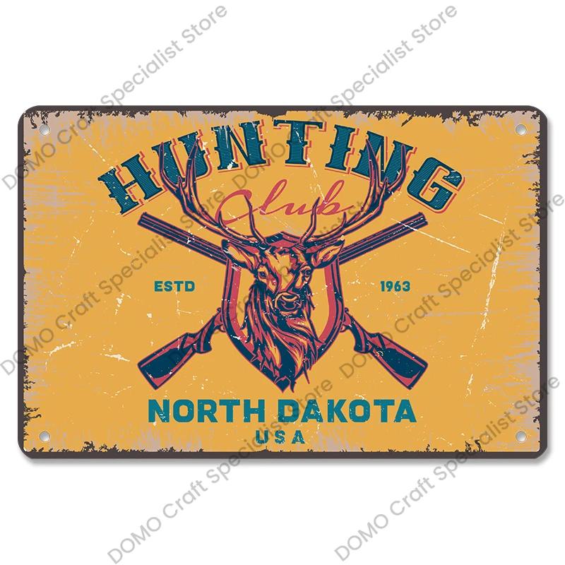 Vintage Hunting Plaque Metal Tin Signs Hunter Deer Hunt Safari Adventure Retro Metal Plate Wall Decor Hunting Club Shop Man Cave