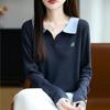 Autumn Colorblock POLO Collar Sweater: Women's Pullover Knitwear for Fall/Winter