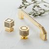 European Luxury Diamond Crystal Handle Bright Gold Zinc Alloy Kitchen Cabinet Knob and Handles Drawer Knobs Hardware
