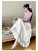 Women's White Lace Ruffled Midi A-line Cake Skirt - 2026 Spring/Summer