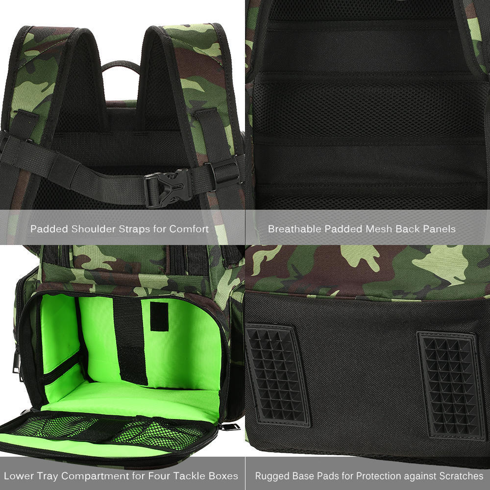 Lixada Fishing Tackle Bag Backpack Fishing Lures Bait Box Storage Bag with 4 Fishing Tackle Boxes