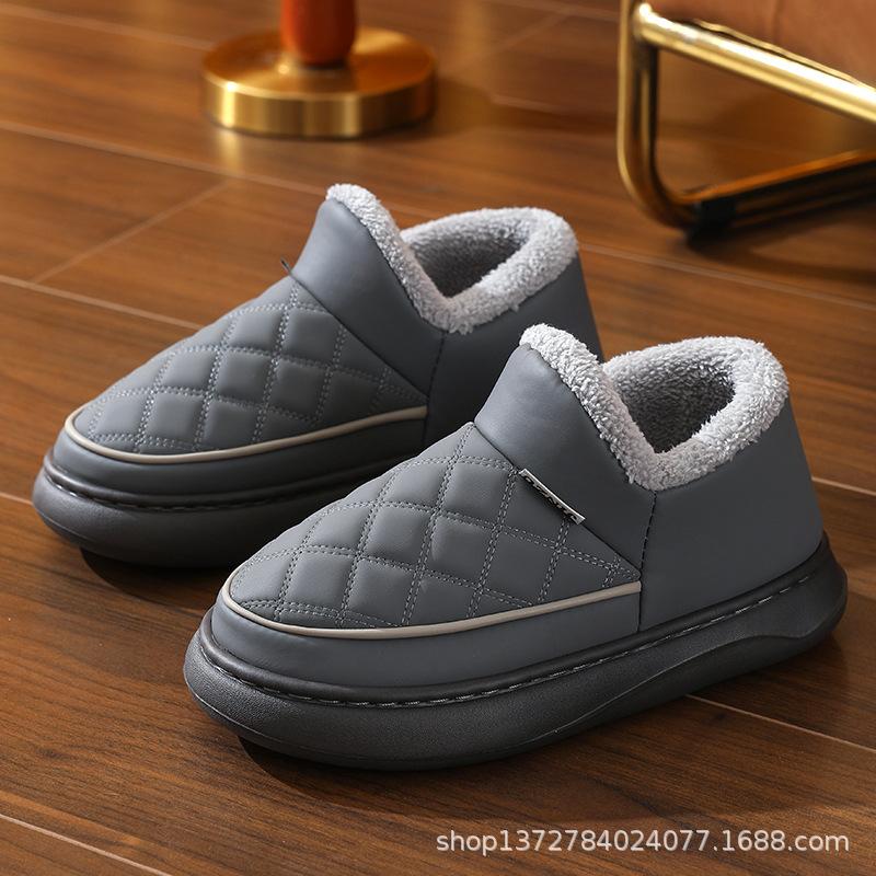 

Зимние теплые бархатные ботинки для снега, мужская плюшевая обувь для отдыха на открытом воздухе, устойчивая к скольжению, износостойкая повседневная обувь из хлопка 44-45 серый