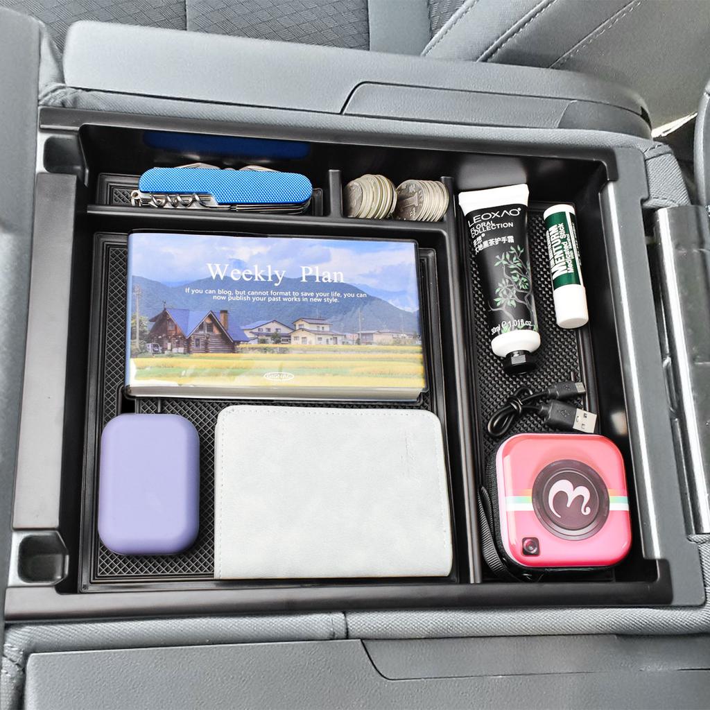 HGWEI Center Console Storage Organizer for Chevy Silverado 1500 GMC Sierra 2019-2025 Armrest Storage Tray Interior Accessories