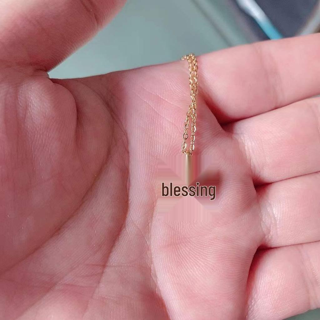 2023 Women's Titanium Steel Necklace with 'Fu' Round Pendant, Elegant Anti-Fade Collarbone Chain