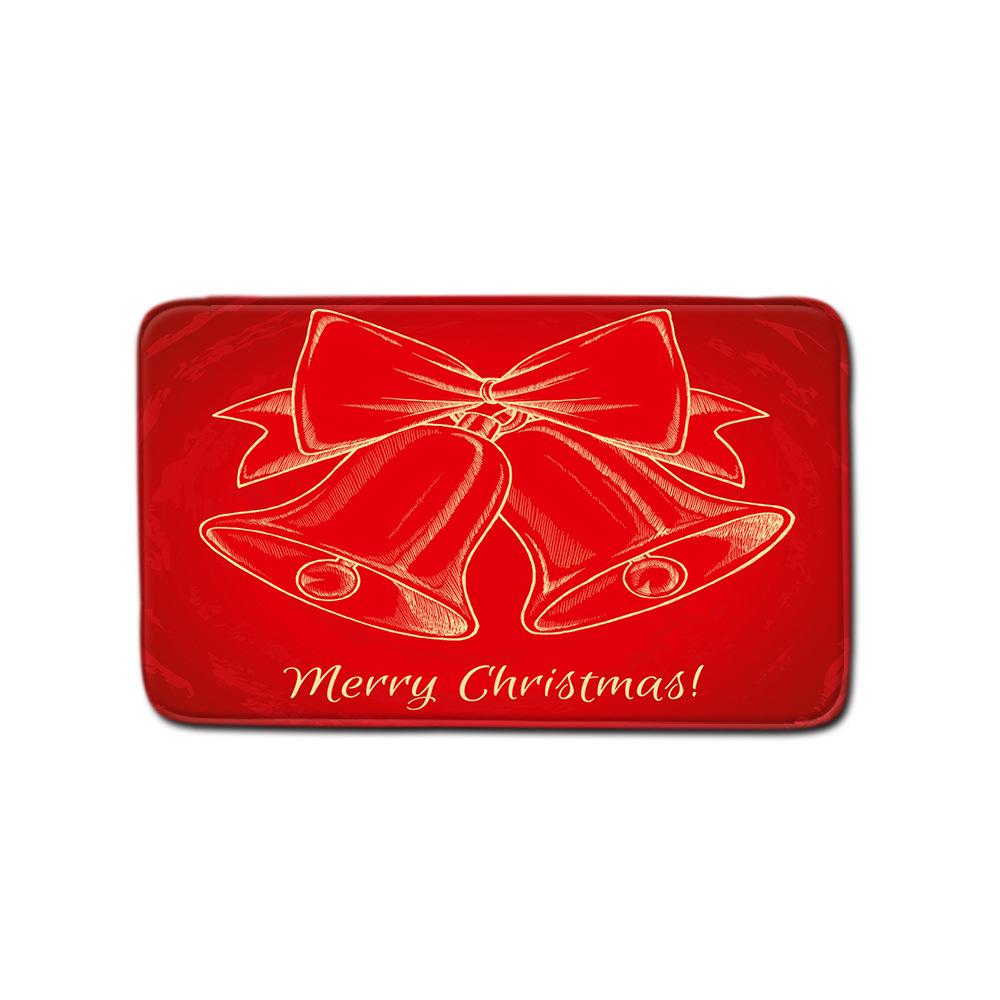 Christmas Shower Curtain Floor Mat Combination Four-Piece Bathroom Non-Slip Door Mat Foot Mat Bedroom Living Room Carpet