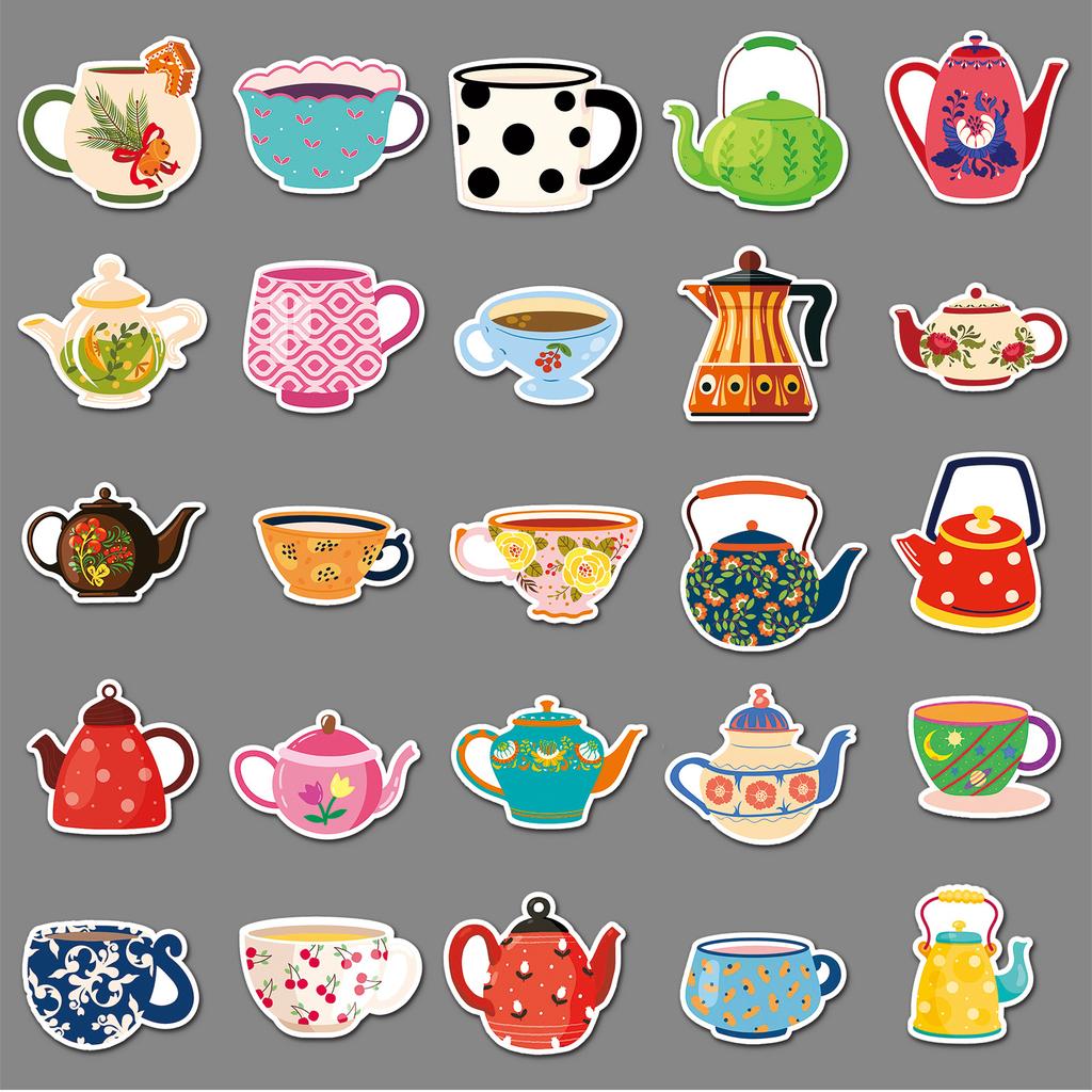 50 Teetasse Kessel Doodle Cartoon Kreativ Niedlich Aufkleber Dekorativ Wasserbecher Koffer Aufkleber Wasserdicht