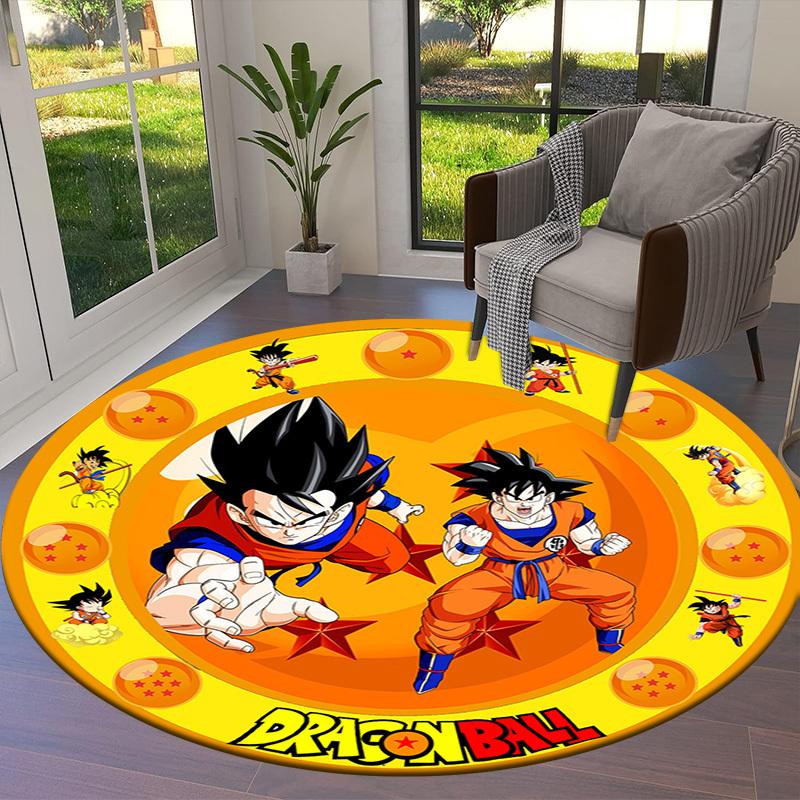 1pc Dragon Ball Characters Artwork Round Carpet, Made of Polyester,Perfect for Decorating Office Chairs, Living Rooms,Vibrant Decorative Rug