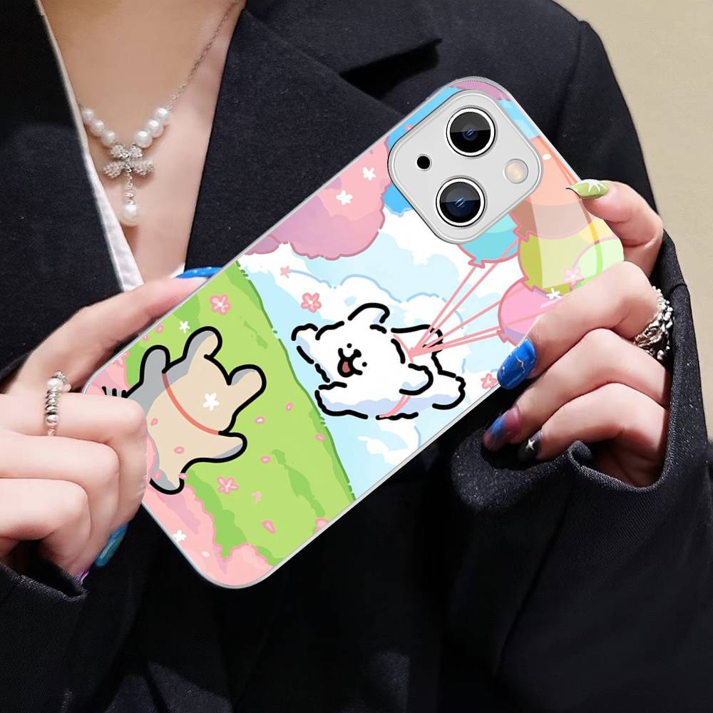 Maltese Cute Line Puppy Dog For IPhone 14 13 12 Mini 11 Pro XS Max X XR 14 Plus Tempered Glass Cover