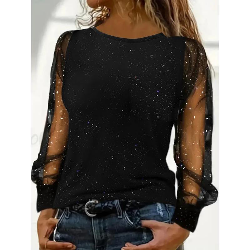 TIFICY Women s Fashion Casual Spring Autumn Long Sleeve O-Neck Blouses & Shirts S чёрный