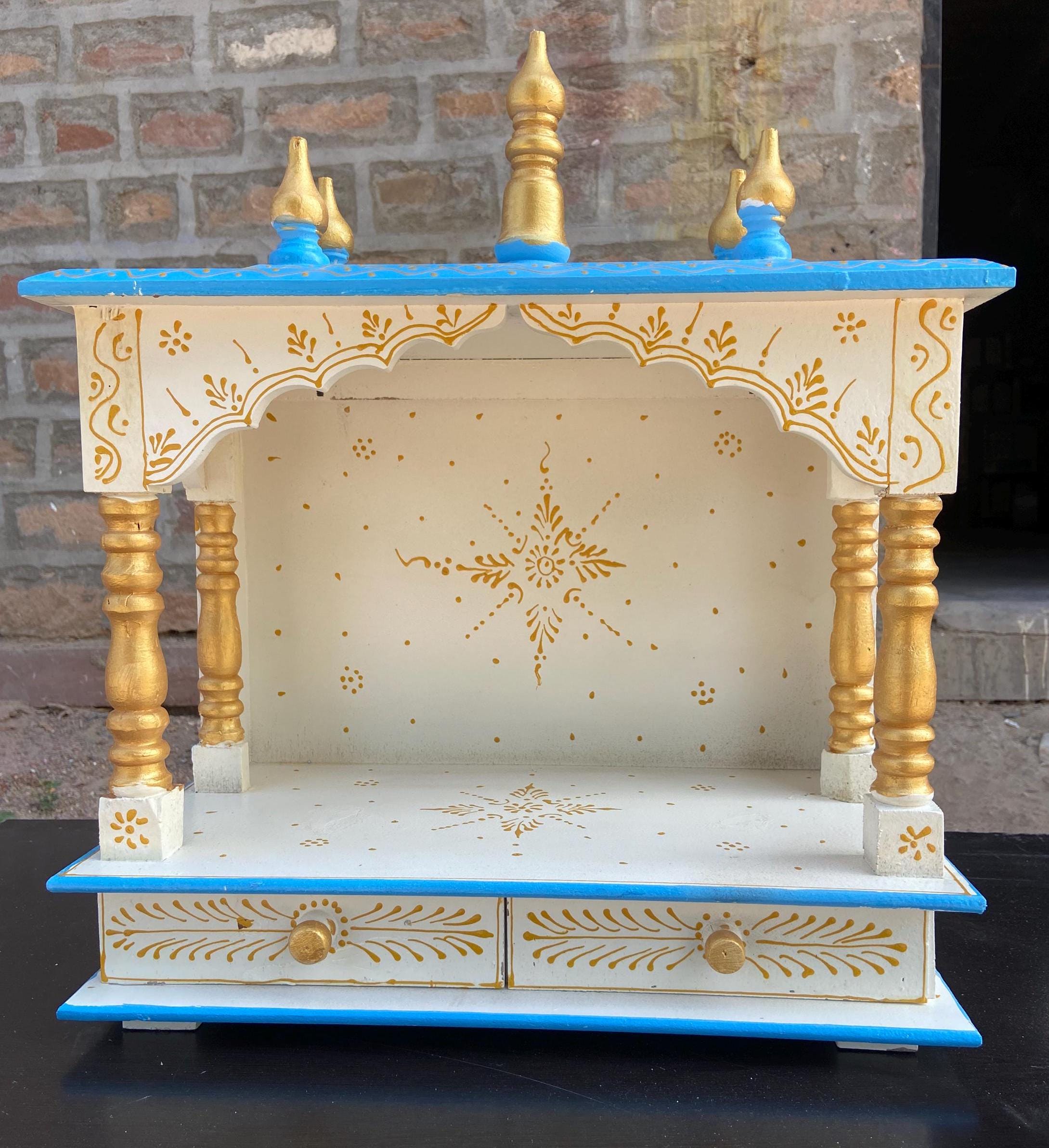 

Тисненый Расписной Деревянный Мандир: Антикварный настенный киот разноцветный