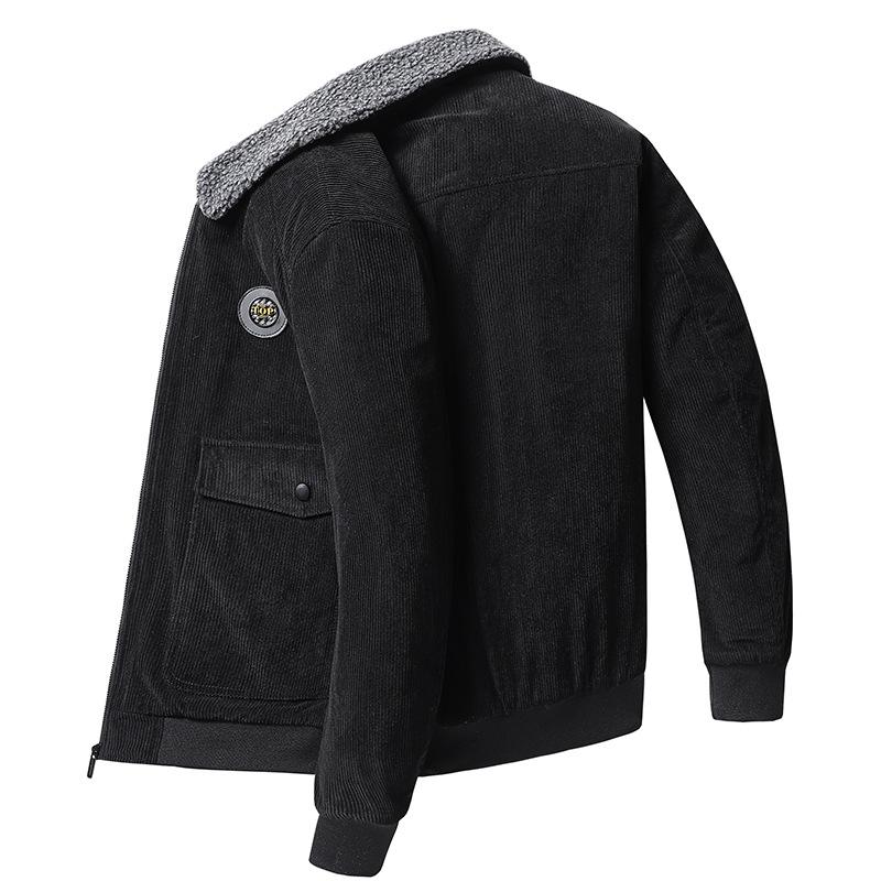 New Corduroy Jacket Men's Loose Korean Version of The Trend Autumn and Winter Imitation Lamb Wool Velvet Cotton Jacket Men