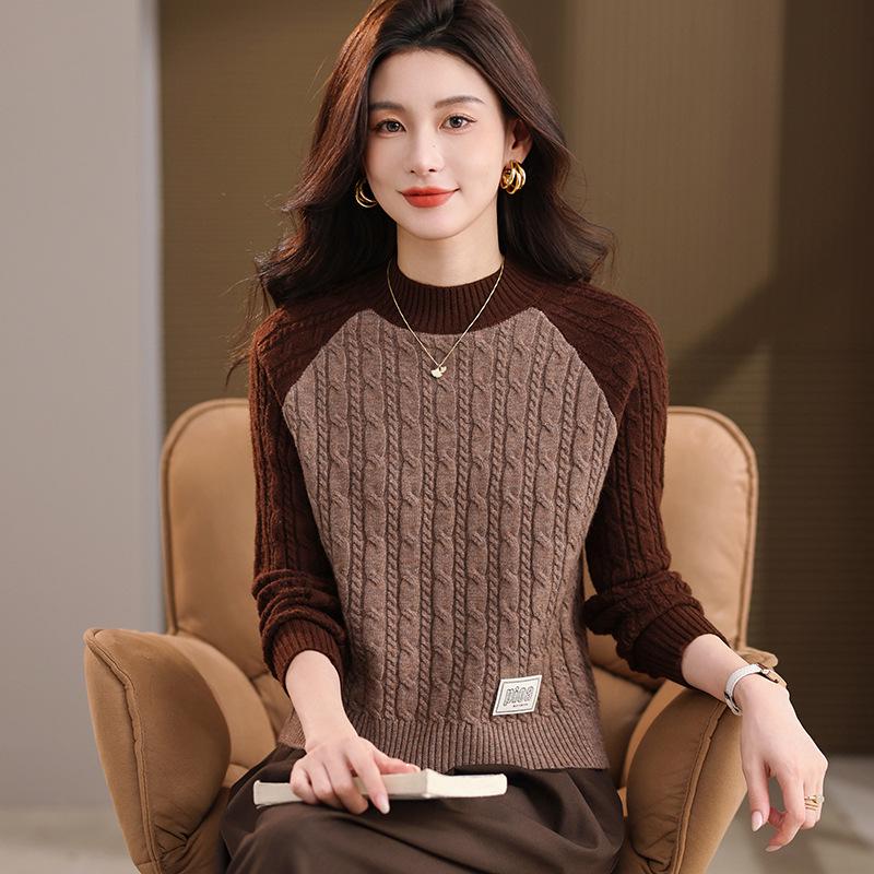 

Premium Wool Colorblock Raglan Sleeve Cardigan - Cozy Autumn/Winter Knitted Layer Extra Large кавовий
