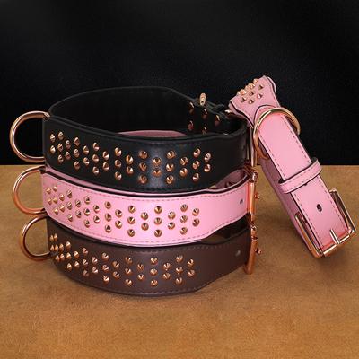 Collar de Cuero Ajustable para Perro Cool con Pinchos Collares para Perros Remache Metálico Accesorio para Mascotas Duradero para Exposiciones Juegos Perros Medianos Grandes Pitbull