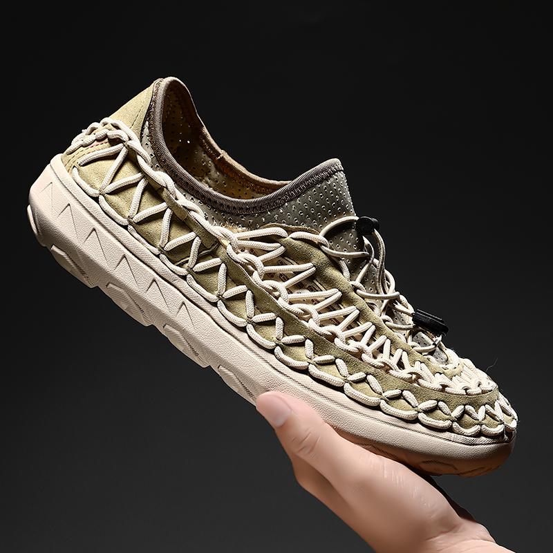 Mesh Men's Casual Sandals Weave Man Walking Shoes 2025 Leisure Men Outdoor Footwear 2025 New Mens Slip on Luxury Sandals