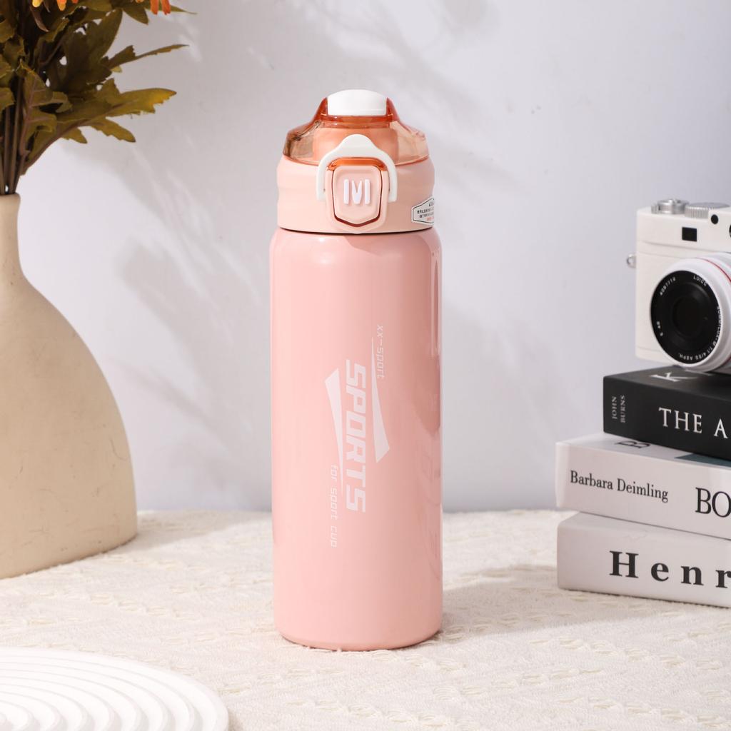 600ml Isolierte Sport-Wasserflasche mit Klappdeckel, Auslaufsicheres 316 Edelstahl-Thermos für Outdoor und Fitnessstudio