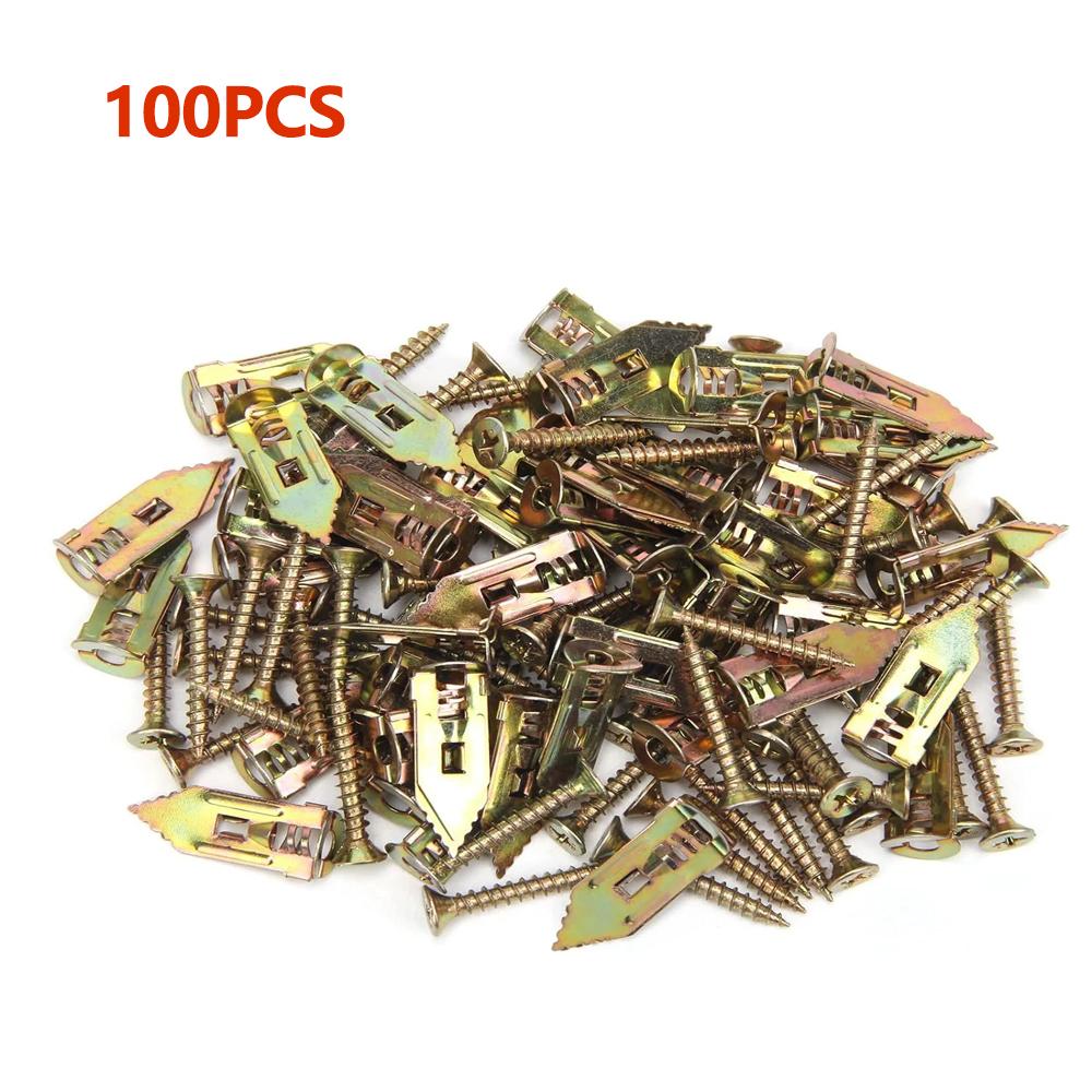 50/100 Pcs Self Drilling Drywall Anchors with Screws Expansion Nail Self-Tappe Screw Kit Heavy Duty Metal Wall Anchors