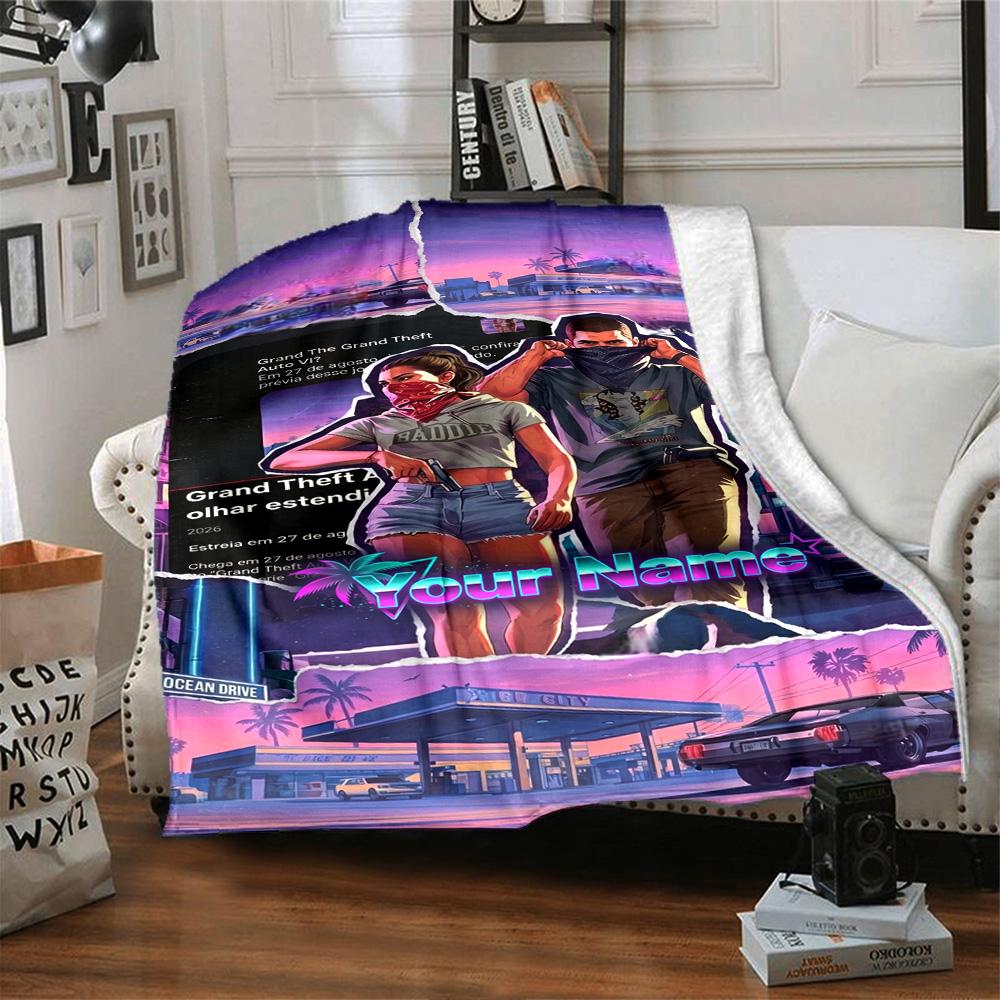 Grand Theft Auto Personalized Name Blanket Lightweight Personalized Blanket Soft & Cozy Versatile for Living Room Office Chair Picnics Sofa