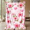 Pink Hibiscus Hearts Pattern Theme blanket Lightweight Warm Flannel Blanket Decorative Throw Blanket for Home Decoration