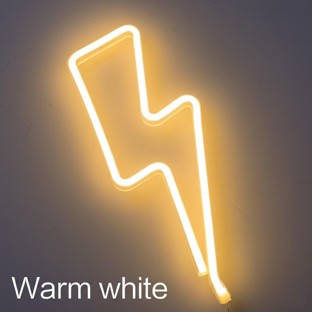 Creative LED Lightning Shape Festival Home Atmosphere Lamp Stylish Neon Style Multicolor Light Decor