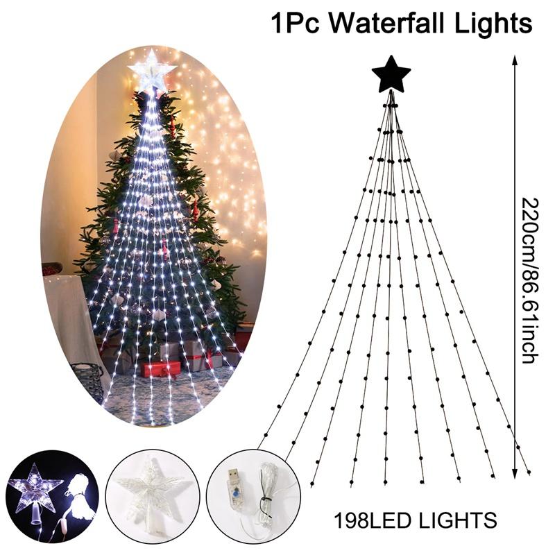 LED Star Waterfall Lights Christmas Decorations String Lights Christmas Tree Ornaments for Home 2026 Navidad Natal New Year 2026