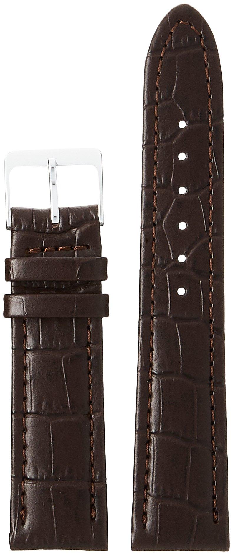 [MIMOSA] MIMOSA Mimosa Watch Band, Embossed Crocodile Leather (Cowhide EmbossedBamboo Pattern), 20mm, Dark Brown CP-B20
