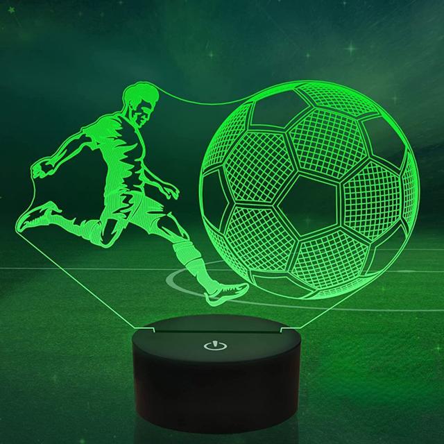Football Crown 3d Illusion Night Light 16 Colors Touch Sensor Remote Nightlight for Kids Bedroom Decoration Soccer Table Lamp