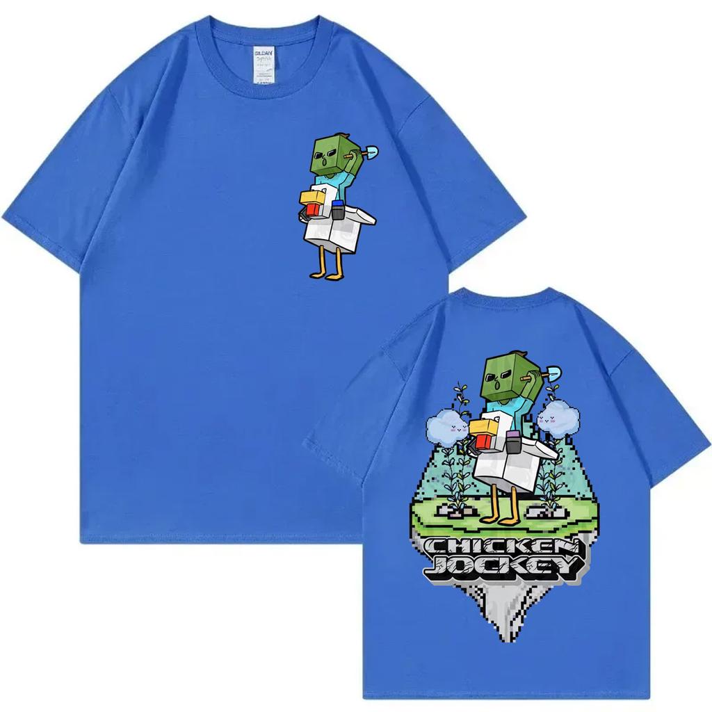 Chicken Jockey Game Cartoon Graphic T Shirts Men Women Y2k Fashion Short Sleeve Tshirt High Quality Cotton Clothing Tshirts