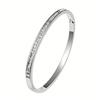1Pc Dainty Rose Gold Cuff Bangle with Full Rhinestones, Minimalist Thin Bracelet for Daily Office & Casual Wear