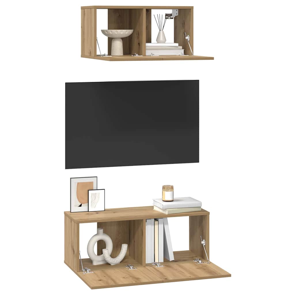 vidaXL Wall Mounted TV Cabinet Set 2 pcs Artisan Oak Wood Based Material