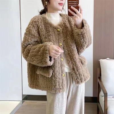 Manteau épais en laine d'agneau pour femme, haut uni, nouveau tempérament étranger, fourrure de célébrité, automne et hiver 2023