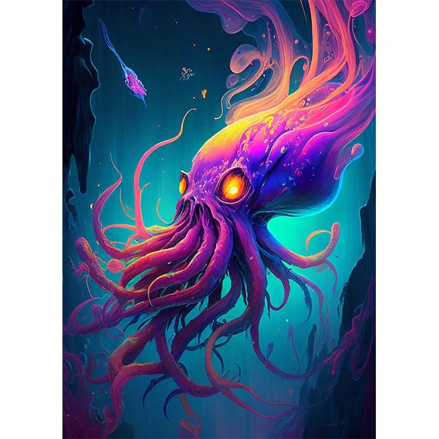 

Abstract Neon Animal Pink Purpl Prints Poster Canvas Painting HD Modern Wall Art Picture for Gaming Room Bedroom Home Decoration 21x30cm No Framed