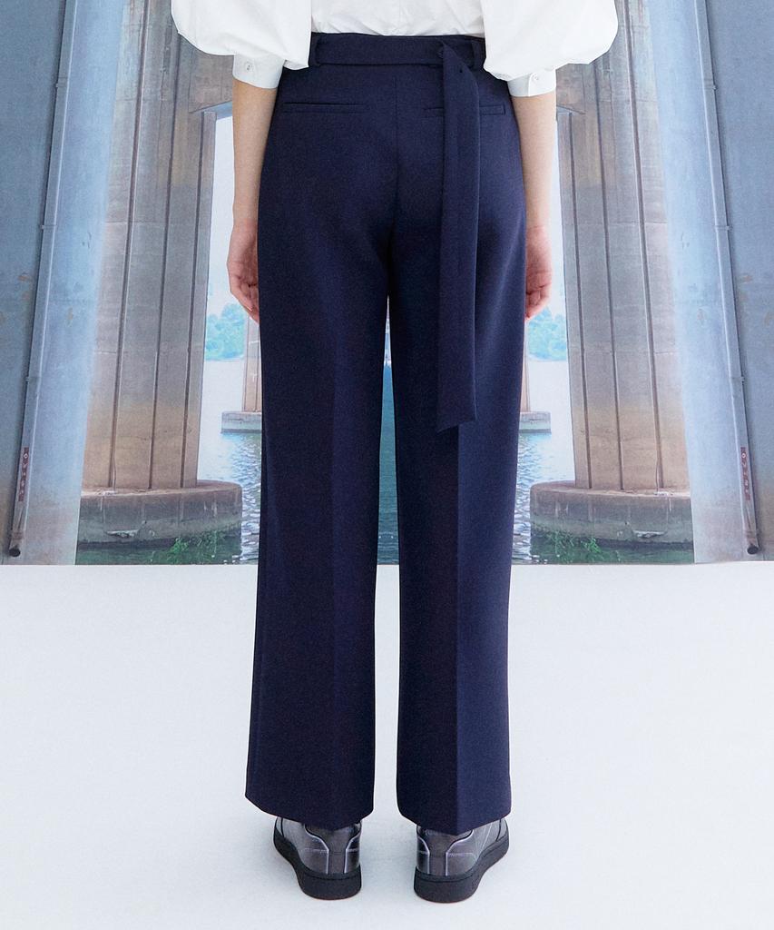 THE STUDIO K Embroidered Belt Pants_Navy