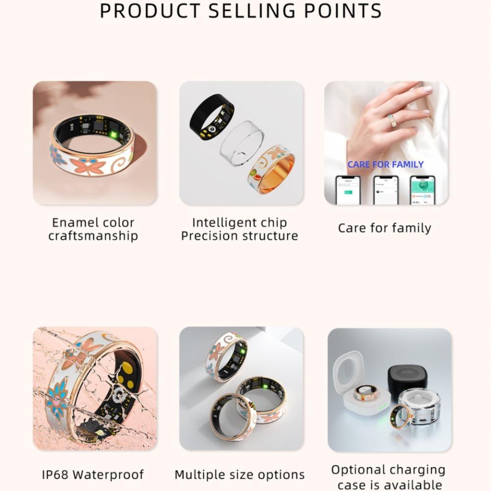 R18 Smart Ring Enamel Color Heart Rate Blood Pressure Oxygen Sleep Monitoring SmartHealth Women's Ring