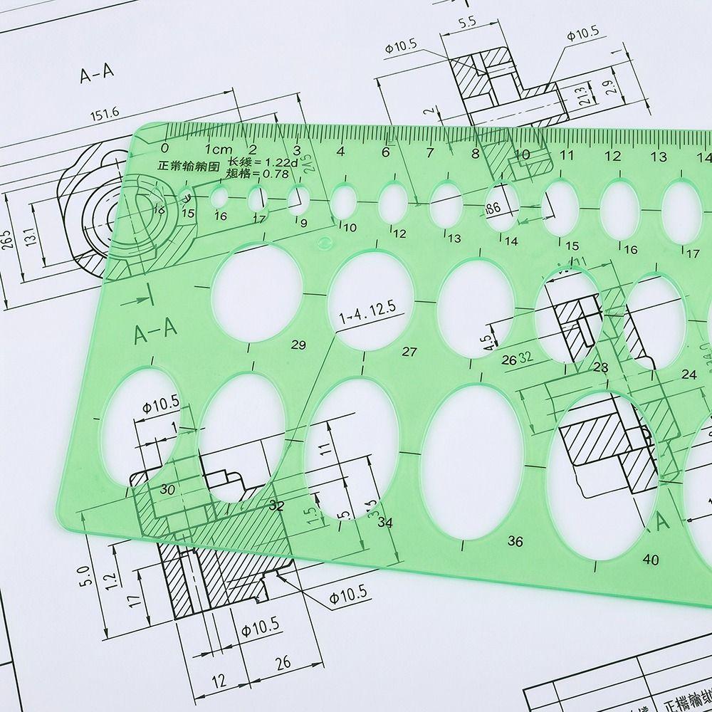 4Pcs Green Plastic Circle Template Geometric Drawing Technical Drawing Ruler Jewelry Design