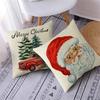 45x45cm Christmas Pillow Case Xmas Santa Tree Truck Photo Linen Cushion Cover For Home Sofa Window Seat Decor Throw Pillowcases