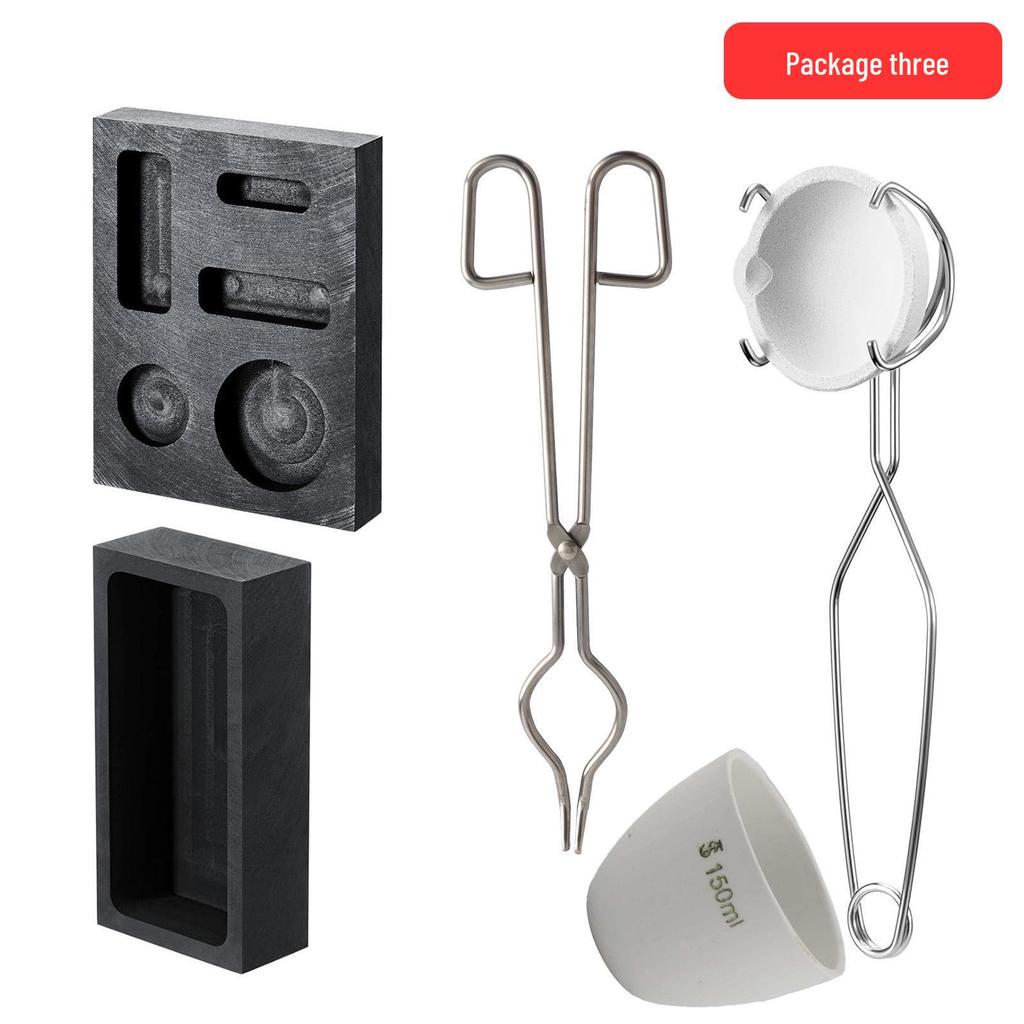 Jewelry Accessory Set: Gold Melting Crucible, Tongs, Firebrick, Graphite Rod, Oil Pan, Gold Beating Tools, Stainless Steel
