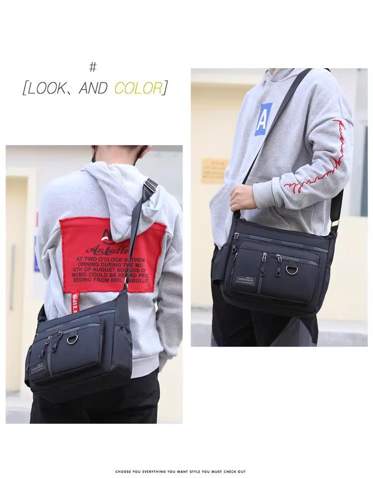 2024 Men's Waterproof Crossbody Bag, Large Capacity, 7 Compartments for Casual, Business, and Travel.