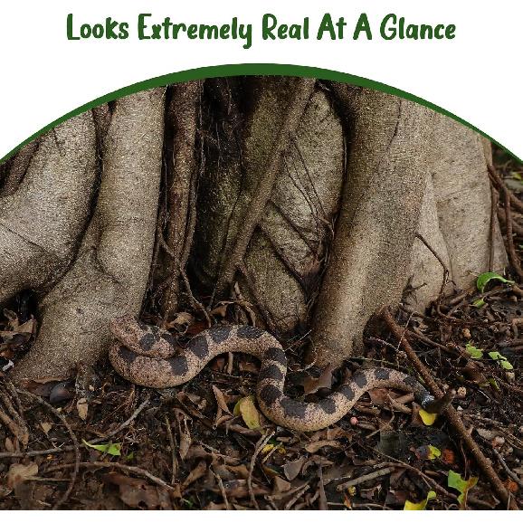 2pcs Fake Snakes Toy Lifelike Rubber Rattlesnake and Green Snake Scare Birds and Squirrels Tricky Snake Toys for Gift Party Favors Or Halloween