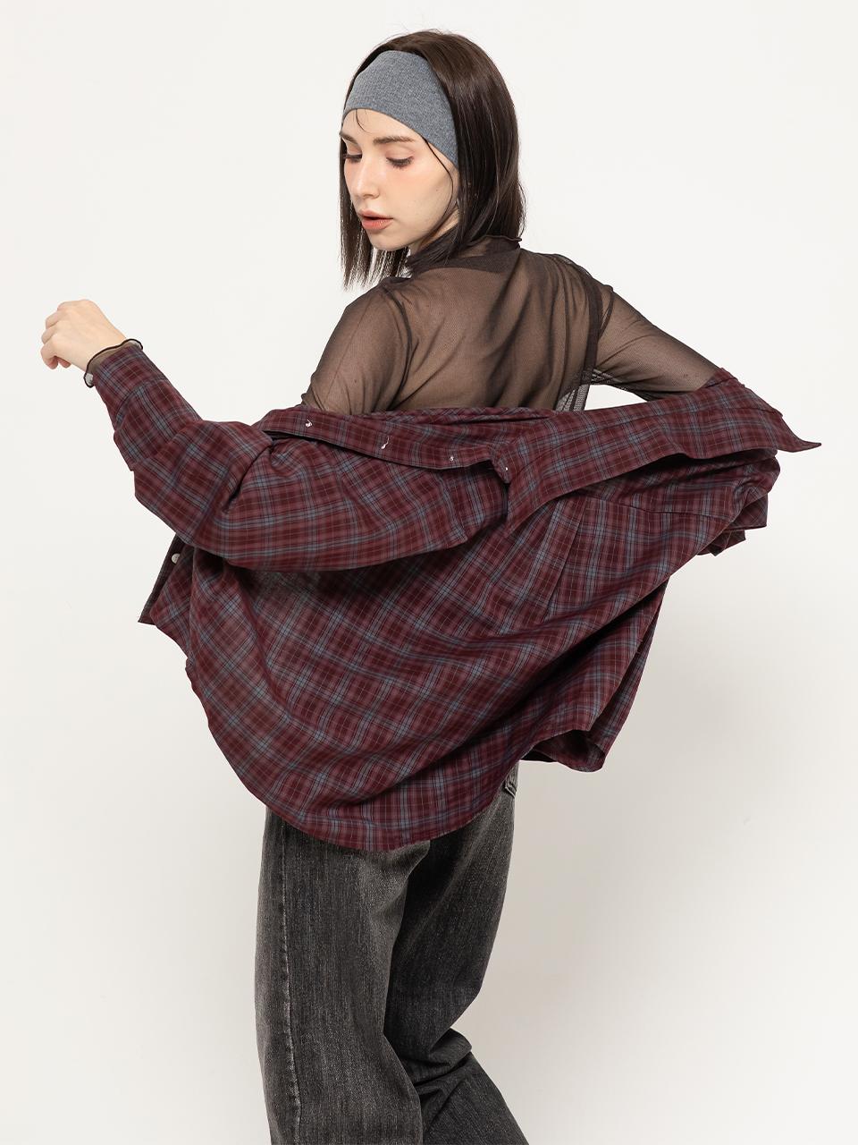 More Like It Classic Check Semi-Overshirt Burgundy