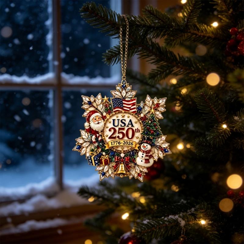 Holiday Tree Ornament Acrylic Hanging Decoration with Anniversary Theme and Character Artwork for Home Tree Display