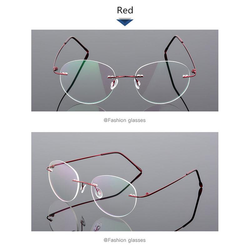 Titanium Alloy Framless Oval Myopia Glasses Finished Women Men Ultra-Light Rimless Prescription Eyeglasses 0 -0.5 -0.75 To -6.0