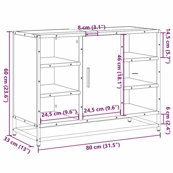 VidaXL Armoire lavabo de salle de bain noir 80x33x60cm bois ingénierie, meuble de lavabo de salle de bain, meuble de salle 849289