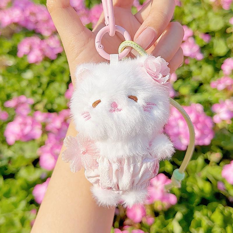 Blossom Bear Cherry Rabbit Cat Plush Keychain Stuffed Doll Toy Gift Pendant