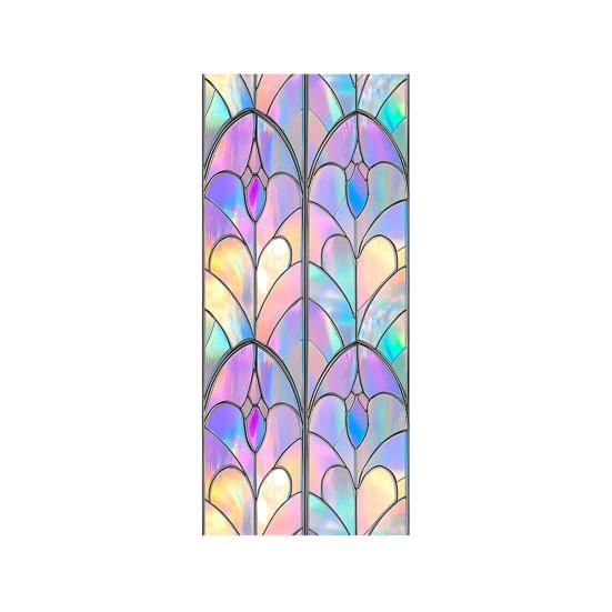 

Stained Glass Rainbow Window Privacy Film Decorative Sun Blocking Glass Clings Colorful Static Coverings Decals for Home Glass Door Window E