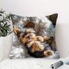 Niedliche Yorkie-Welpen-Druck-Kissenhülle für gemütliche Deko, Sofakissenbezug, Dekoration für Wohnzimmer, Zimmer, Schlafsaal, 2D-Druck