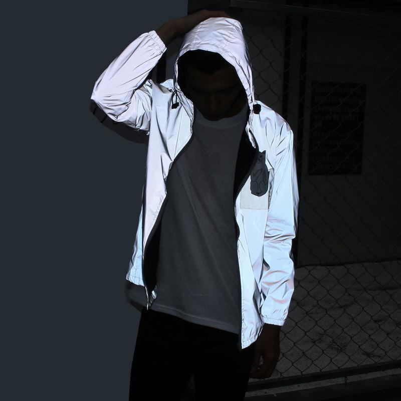 Reflective Jacket NDGDA Men/Women Harajuku Windbreaker Runing Pocket Jackets 3M Reflective Hooded Streetwear Coat Reflective Jacket NDGDA Men/Women Harajuku Windbreaker Runing Pocket Jackets 3M Reflective Hooded Streetwear Coat