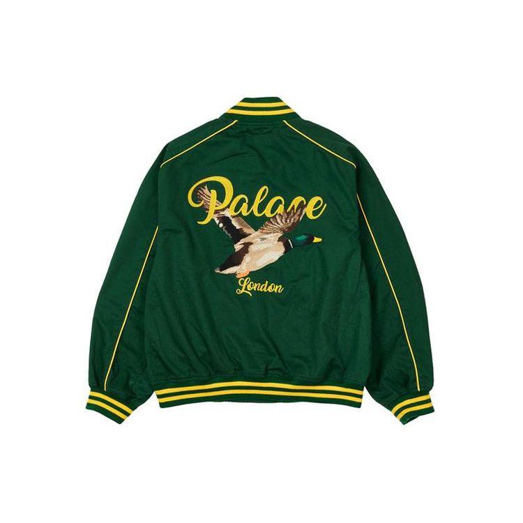 Palace Ss21 Chain Stitch Bomber Jacket Duck Embroidery Fitted Long Sleeve Jacket Unisex Jacket Green P20JK106
