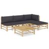 Day and Night - Day and Night 5-piece Bamboo Garden Furniture Set with Dark Gray Cushions